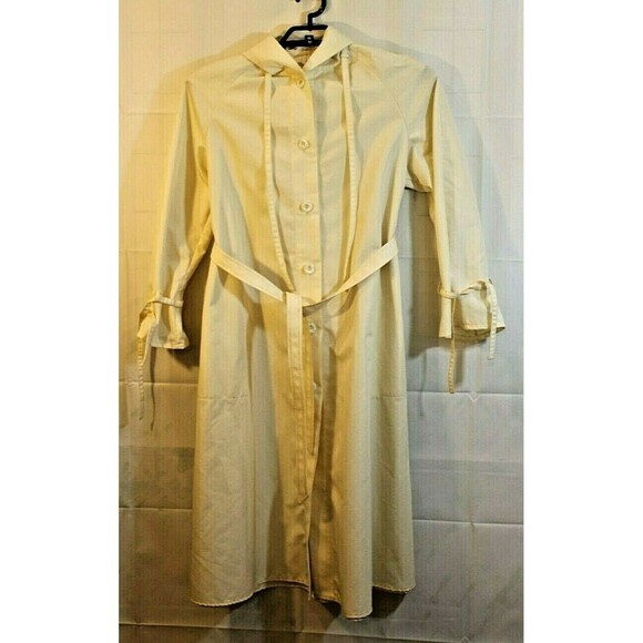 Weatherbee Rain Coat Vintage Full Length Hoodie Coat Water Repellent Womens Sz L - Picture 2 of 4